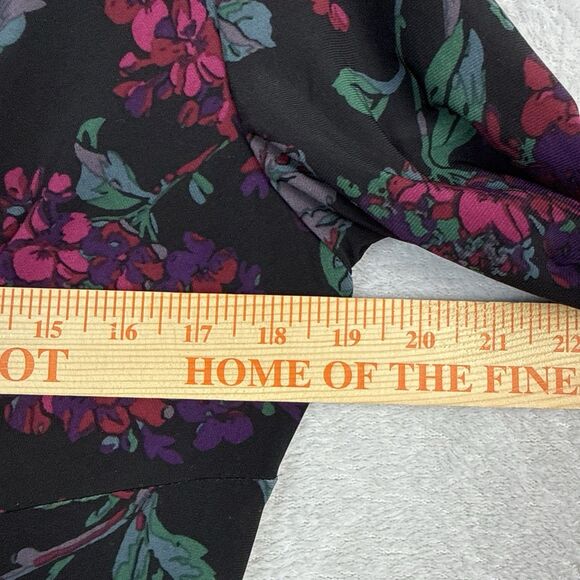 Chaps Ralph Lauren Jersey Dress L Dark Floral Faux Wrap Stretch Career Feminine - Picture 8 of 14